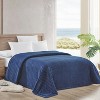 Plazatex Striata Lined Oversized All Season 100% Polyester Blanket Navy - 2 of 4