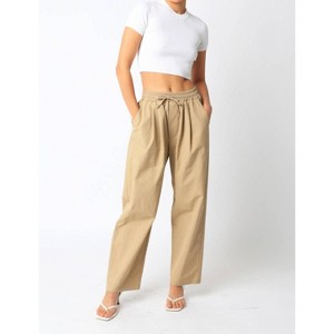 Women's Twill Wide Leg Pants - OLIVACEOUS - 1 of 3