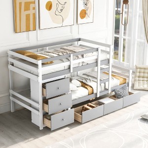 NicBex Twin Over Full Bunk Bed with Guardrail and 2 Drawers,Loft Bed with Ladder and Converts to 2 Beds,Noise Reduced Bunk Beds for Bedroo - 1 of 4