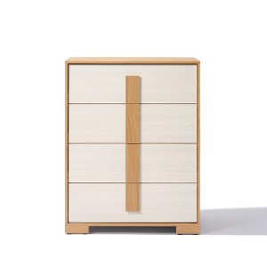 LuxenHome Natural and White 40.9-Inch Tall 4-Drawer Chest Brown - 1 of 4