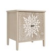 Okak Accent Cabinet, Sideboard Cabinet with Four Carved Patterns Doors, Storage Cabinet for Kitchen, Dining Room, Entryway, Natural - 4 of 4