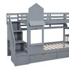 NicBex Twin Size Bunk Bed Castle Shape Loft Bed with 2 Drawers, 3 Shelves, Storage Stairs, Slide and Guardrail, No Box Spring Required - 4 of 4