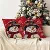 Let it Snow Snowman Christmas Red Throw Pillow Covers Set of 2, 18 x 18 Inch - 4 of 4