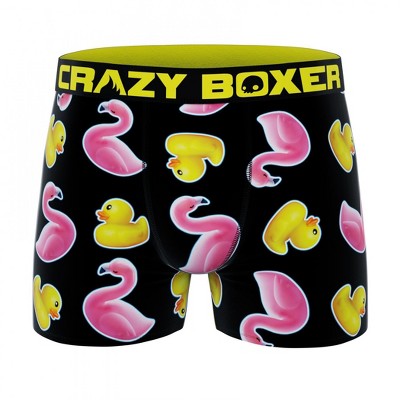 Mens Crazy Boxer Rubber Ducky and Flamingos Boxer Briefs
