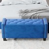 16.1"H Upholstered Velvet Storage Ottoman Bench, Tufted Foot Rest Stool with Rivet Design, 4Q - ModernLuxe - 2 of 4