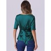 Allegra K Women's Short Sleeve Tie Back Ruched Casual Satin V Neck Blouse - 3 of 4