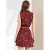 INSPIRE CHIC Women's Floral Sleeveless Half Placket Mini Belted Summer Dress - 4 of 4