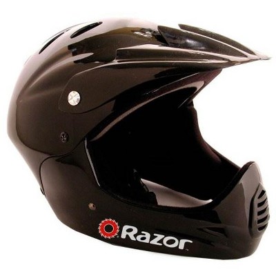 Razor 97775 Kid's Youth Full Face Padded Head Helmet for BMX Bike, Mountain Bicycle, Electric Scooter, Motorcycle, and More, Glossy Black