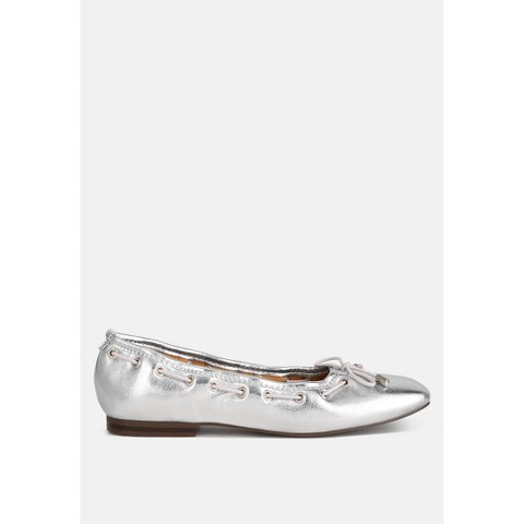 Обувь Rag & Co Womens Marlow Metallic Eyelet Detail Bow Ballerinas 8