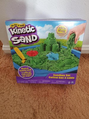 Kinetic Sand Sandbox Set with Green Sand, Tools & Storage 