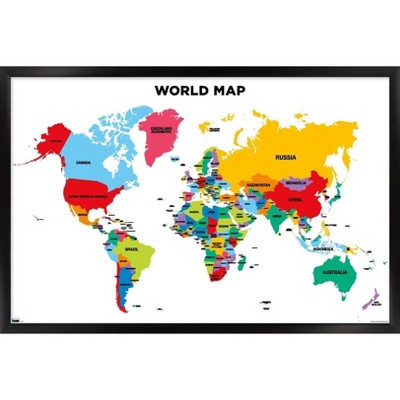 Trends International Map - World 2022 Framed Wall Poster Prints : Target