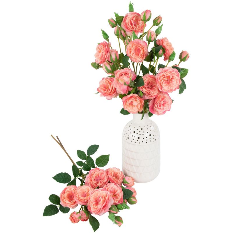 Northlight Real Touch™ Pink Artificial Camellia Rose Floral Sprays, Set of 6 - 23", 3 of 10