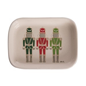 Transpac Ceramic Nutcracker Mini Dish Set of 2 Multicolor Serving Trays for Christmas Tabletop Decor and Gift Giving - 1 of 1