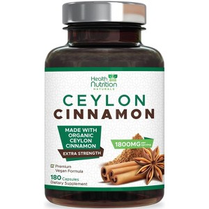 Pure Cinnamon Capsules, True Sri Lanka Certified Organic Ceylon Cinnamon Pills - 120 Capsules;180 capsules - 1 of 4