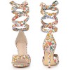 Perphy Women's Floral Printed Twist Lace Up High Stiletto Heels Sandals - 2 of 3