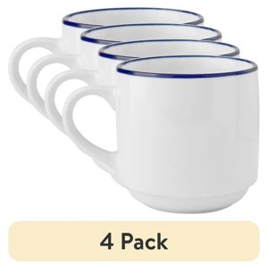 (4 pack) Blue Rim Stoneware Mug - 1 of 4