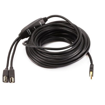 Monoprice USB 2.0 Extension Cable - 32 Feet - Black | 2 Port USB Type-A Male to USB Type-A Female, Active, Repeater