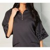 Women's Zip Neck Pullover with Patch Pockets - Angel Apparel - 3 of 4