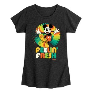 Girls' - Disney - Mickey Mouse Feeling Fresh Fitted Short Sleeve Graphic T-Shirt - 1 of 4
