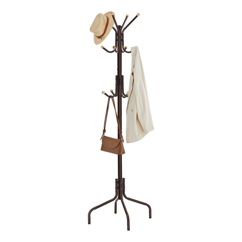 SONGMICS Coat Rack Freestanding, Metal Coat Rack Stand with 12 Hooks and 4 Legs, Coat Tree, Holds Clothes, 1 of 9