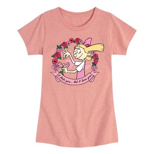 Girls' - Hey Arnold! - Valentine's I Love You Fitted Short Sleeve Graphic T-Shirt - 1 of 4