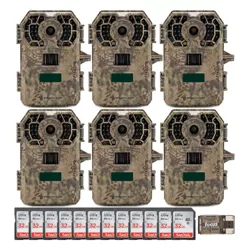 Stealth Cam 2020 G42NG 24MP No-Glow Trail Cameras, Kryptek, & Cards Kit (6-Pack)