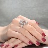 Guili Sterling Silver Rhodium and Rose Gold Plated Morganite Cushion with Pink and Clear Cubic Zirconia Cluster, Elegant Design, Sizes 6, 7, 8 - 3 of 3