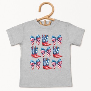 The Juniper Shop Patriotic Boots Stacked Coquette Toddler Short Sleeve Tee - 1 of 4