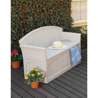 Light Taupe Resin 50-Gallon Outdoor Storage Bench
