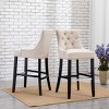 WestinTrends 29" Linen Tufted Buttons Upholstered Wingback Bar Stool (Set of 3) - 2 of 4