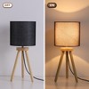 HBEZON 18''H Tripod Table Lamp with Black Linen Shade for Bedroom, Living Room, Dining Room, Office, Rubber Wood - 2 of 4