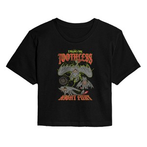 Women's - How to Train Your Dragon - Toothless Night Fury Cropped Graphic T-Shirt - 1 of 4