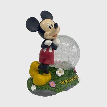 Disney 10" Fiberglass/Polyester Mickey Mouse Solar Garden Statue with Crackle Glass Ball