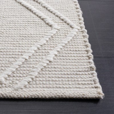 Light Grey and Ivory Handwoven Wool Kilim Area Rug