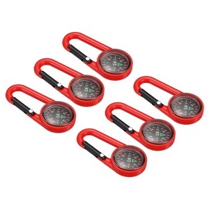 Unique Bargains Waterproof Keychain Compass with Buckle for Outdoor Hiking 6 Pcs - 1 of 4