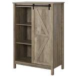 HOMCOM Accent Cabinet, Kictchen Cupboard Storage Cabinet, 3-Tier Organizer with Barn Door and Adjustable Shelf
