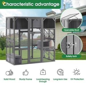 Cat House For Outside With 6 Platforms, Cat Cage With Waterproof Roof In 60 Inch Tall, Modern Cat House-Cuddlewood - 1 of 4
