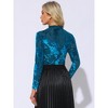 INSPIRE CHIC Women's See Through Mesh Mock Neck Velvet Floral Print Tee Shirt - 3 of 4