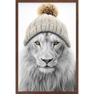 Trends International Sasha - Lion In Winter Framed Wall Poster Prints - 1 of 4