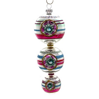 Shiny Brite 7.0" Vc Three Ball Drop W/Reflecto Ornment Vintage Celebration  -  Ornament Sets