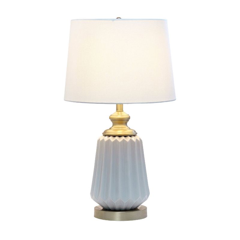 25&#34; Classic Fluted Ceramic/Metal Table Lamp with Fabric Shade Gray/White - Lalia Home, 2 of 10