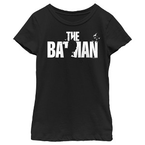 Girl's The Batman Black and White Silhouette T-Shirt - 1 of 4