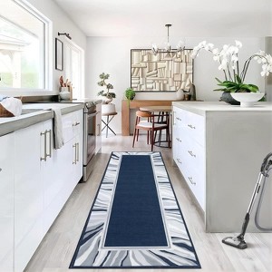 Washable Area Rug Large Modern Bordered Carpet Soft Low Pile Non Slip Stain Resistant Indoor Accent Rug for Living Room Bedroom - 1 of 4