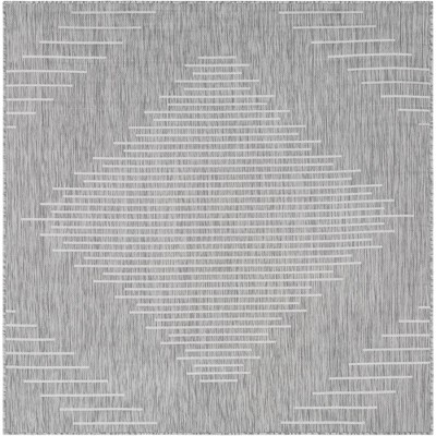 Gray Square Synthetic Outdoor Washable Area Rug
