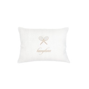 Hamptons Tennis Club Embroidered Linen Pillow - 1 of 1