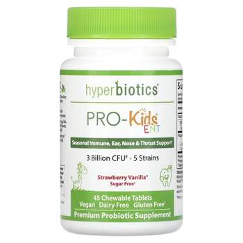 Hyperbiotics PRO-Kids ENT, Sugar Free, Strawberry Vanilla, 3 Billion CFU, 45 Chewable Tablets