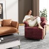 360° Swivel Accent Chair with Gold Metal Frame, Fluffy Upholstered Armchair for Living Room or Bedroom, Modern Square Lounge Chair-Maison Boucle - 3 of 4