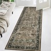 Washable Vintage Floral Distressed Rug Non Slip Low Pile Rug Soft Throw Floor Cover Foldable Indoor Carpet for Living Room Bedroom - 3 of 4