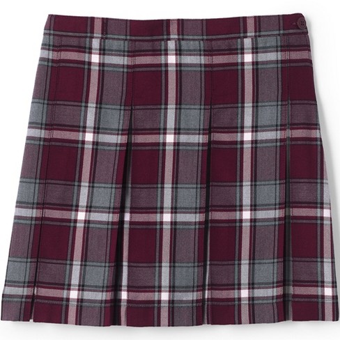 Lands' End School Uniform Kids Plaid Box Pleat Skirt Top Of The