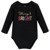 Hudson Baby Infant Girls Cotton Long-Sleeve Bodysuits, Merry and Bright - 3 of 4